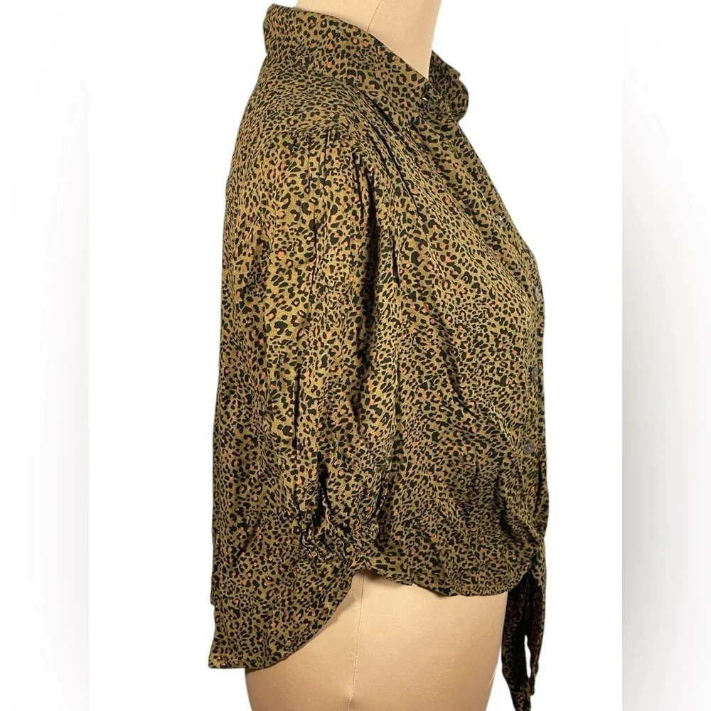 FREE PEOPLE ~ Celia Printed Blouse in Brown‎ XS